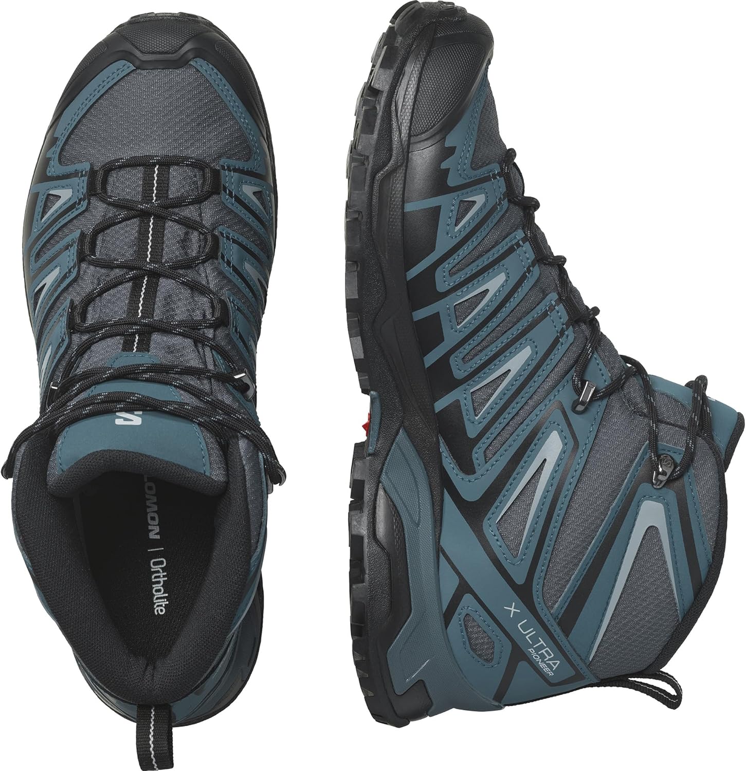 SALOMON женские треккинговые ботинки X Ultra Pioneer Mid Gore-tex, Ebony/Stargazer/Quarry — фото 2