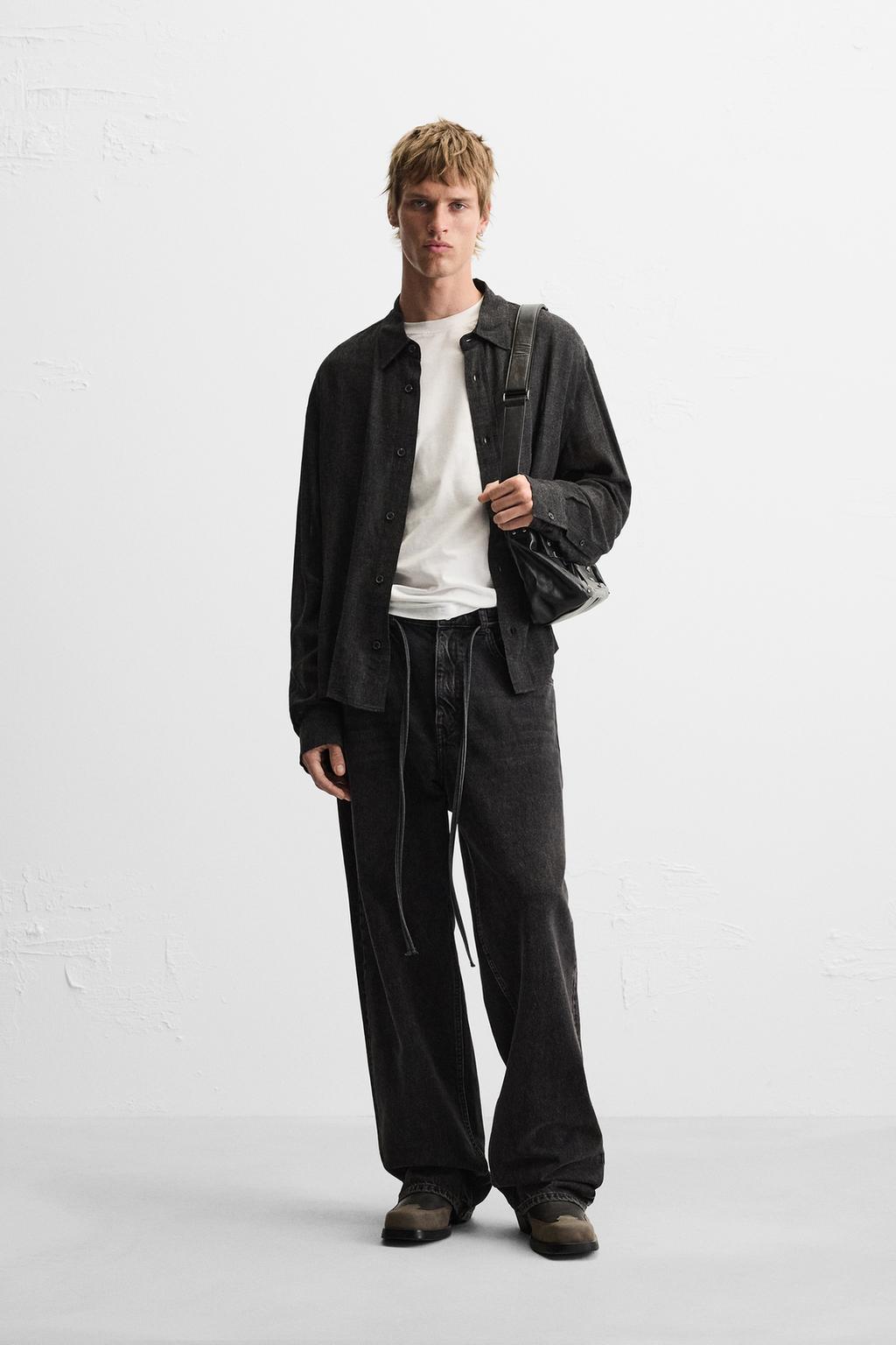 

Рубашка в клетку ZARA, черный