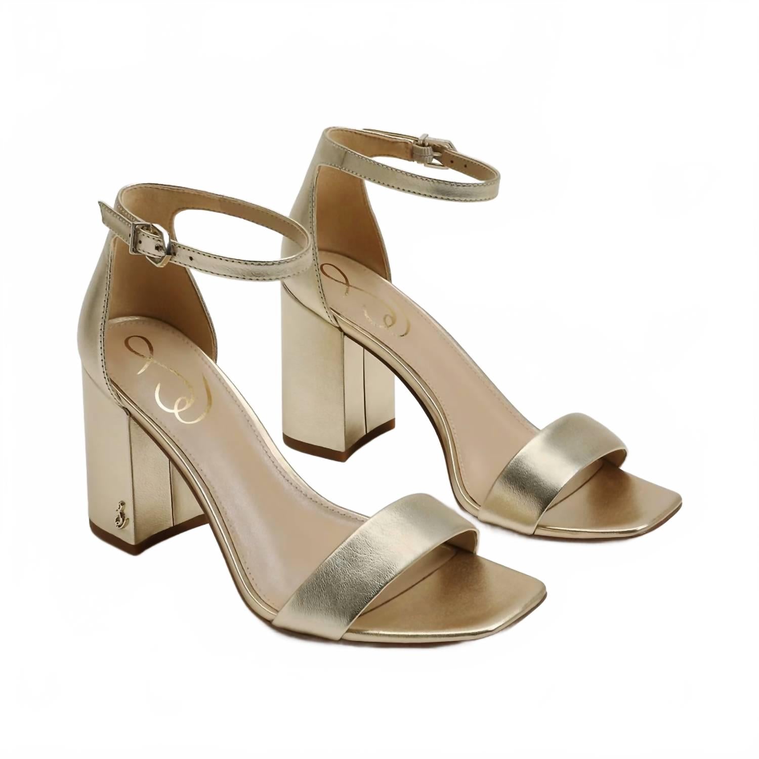 Daniella босоножки на устойчивом каблуке в мягком золотистом металлике Sam Edelman, золотой — фото 2