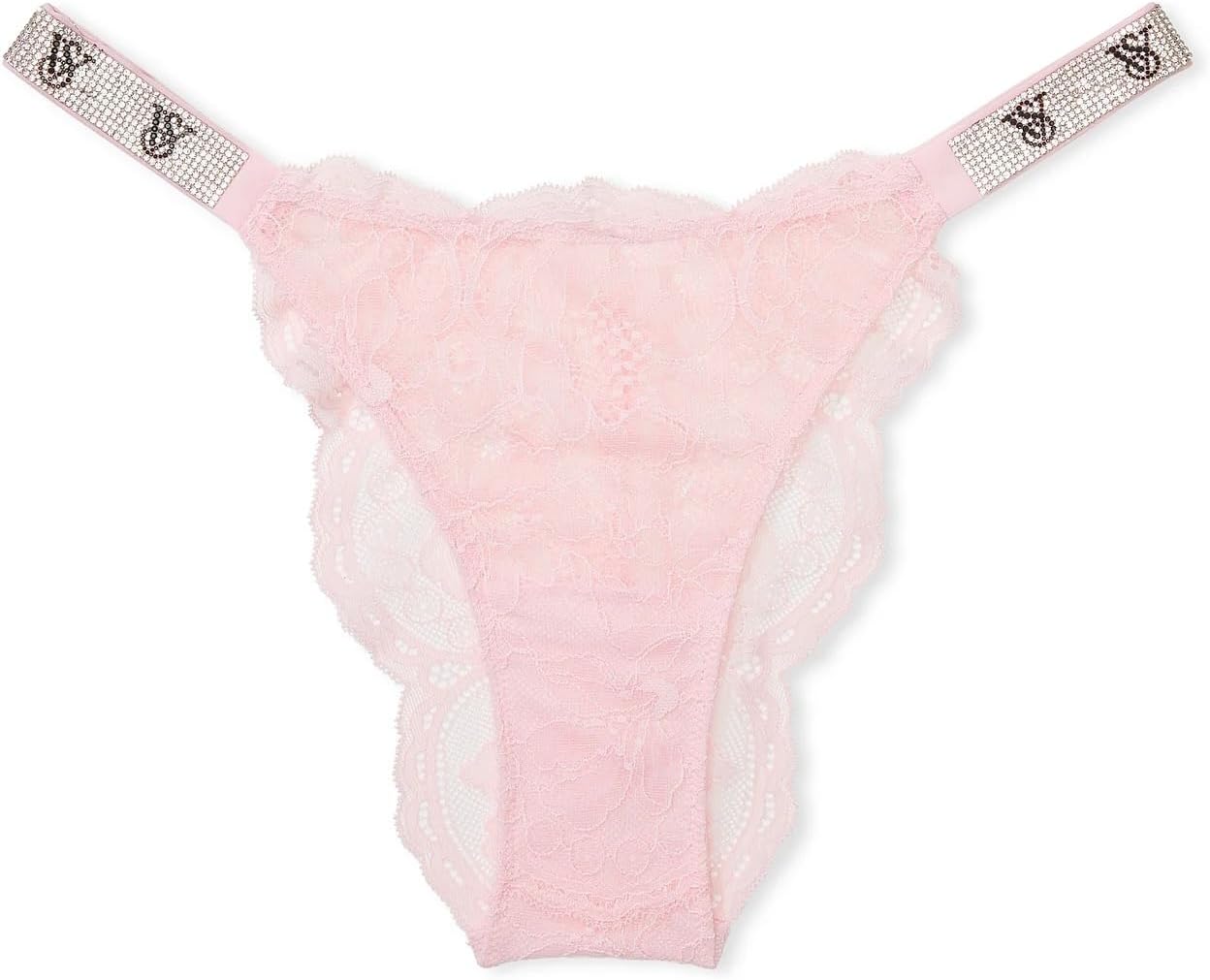 

Victoria's Secret Shine Strap Lace Brazilian Panty, цвет Pink New, Pink Shine Strap