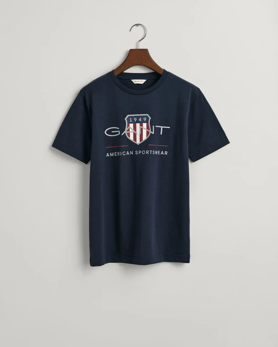 

Футболка с короткими рукавами и логотипом спереди Gant, синий