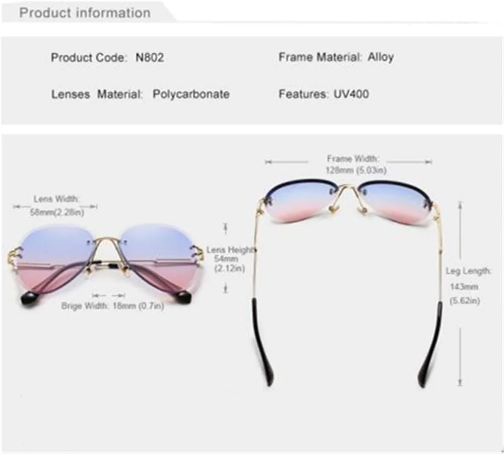 

Солнцезащитные очки UV400 для мужчин и женщин | Безободковые линзы с синим градиентом | Для вождения и занятий спортом на открытом воздухе generic, Purple Gradient