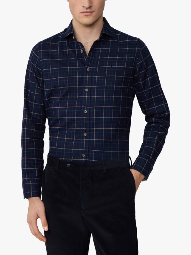 

Фланелевая рубашка таттерсолл с приталенным кроем Hackett London, Navy