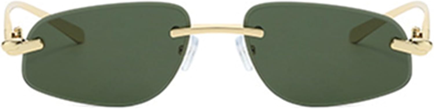 

Солнцезащитные очки Bullabulling в стиле ретро, ​​неровной квадратной формы, для женщин и мужчин, винтажный стиль 90-х, защита от УФ-излучения, маленькие женские солнцезащитные очки без оправы, Green Gold