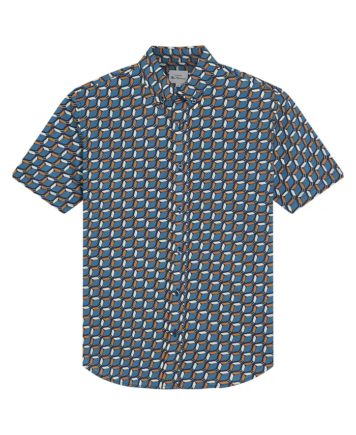 

Мужская рубашка с коротким рукавом в ретро-геометрическом принте Ben Sherman