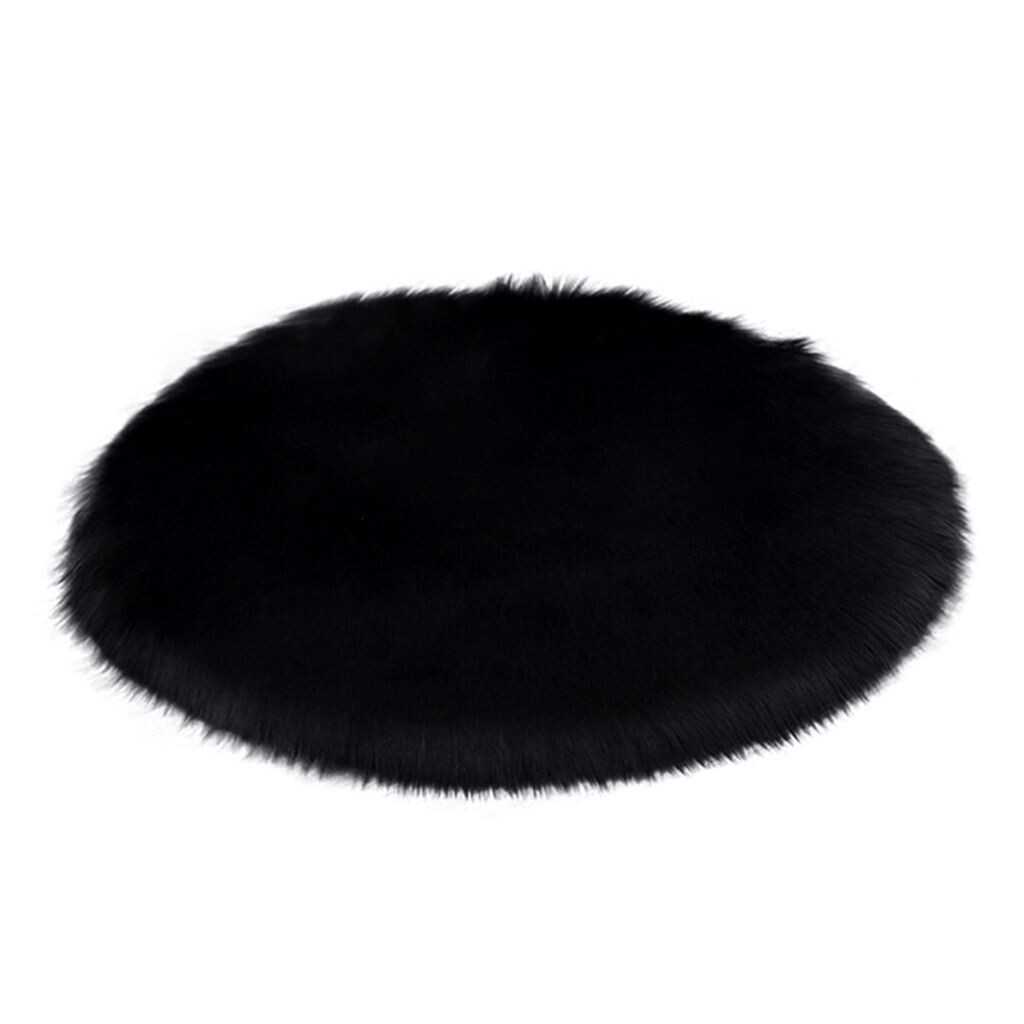 

30/35/40/45 см, круглый простой пушистый ковер, ковер, коврик для спальни, украшение для общежития-черный, размеры: 35 см Stuttg