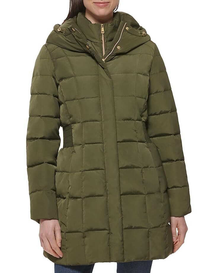 

Пальто Cole Haan Taffeta Down Coat With Bib, цвет Dusty Olive