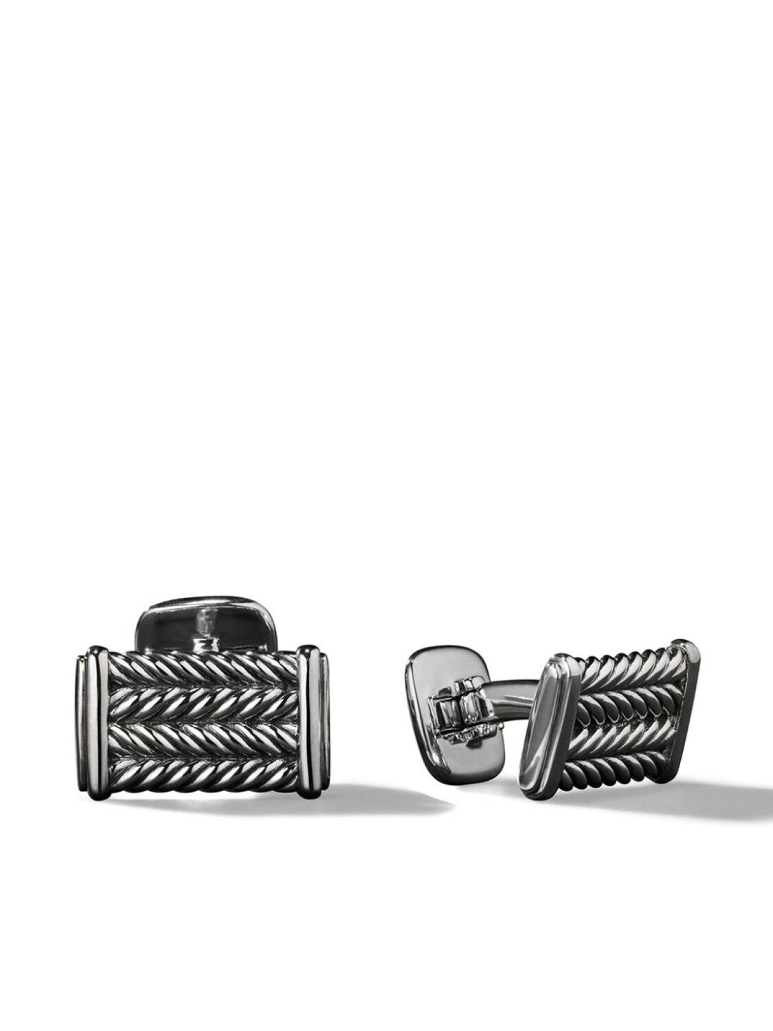 

Серебряные запонки Chevron David Yurman, серебряный