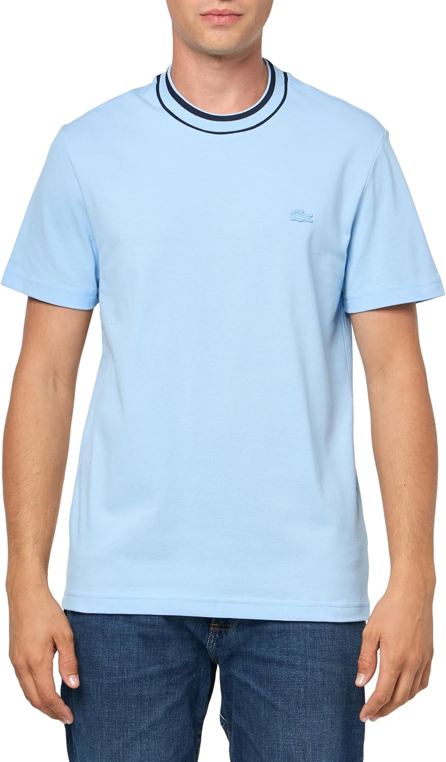 

Lacoste Мужская футболка стрейч-пике с полосатым воротником, Overview Blue, Синий, Lacoste Мужская футболка стрейч-пике с полосатым воротником, Overview Blue