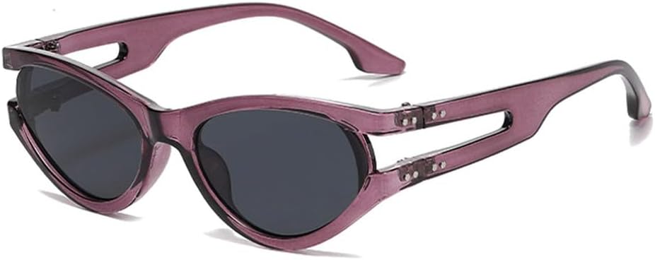 

Модные солнцезащитные очки «кошачий глаз» для женщин, ретро-стиль, заклепки, сине-зеленые оттенки, защита от ультрафиолета UV400, мужские солнцезащитные очки TKKTLLT, Purple Gray