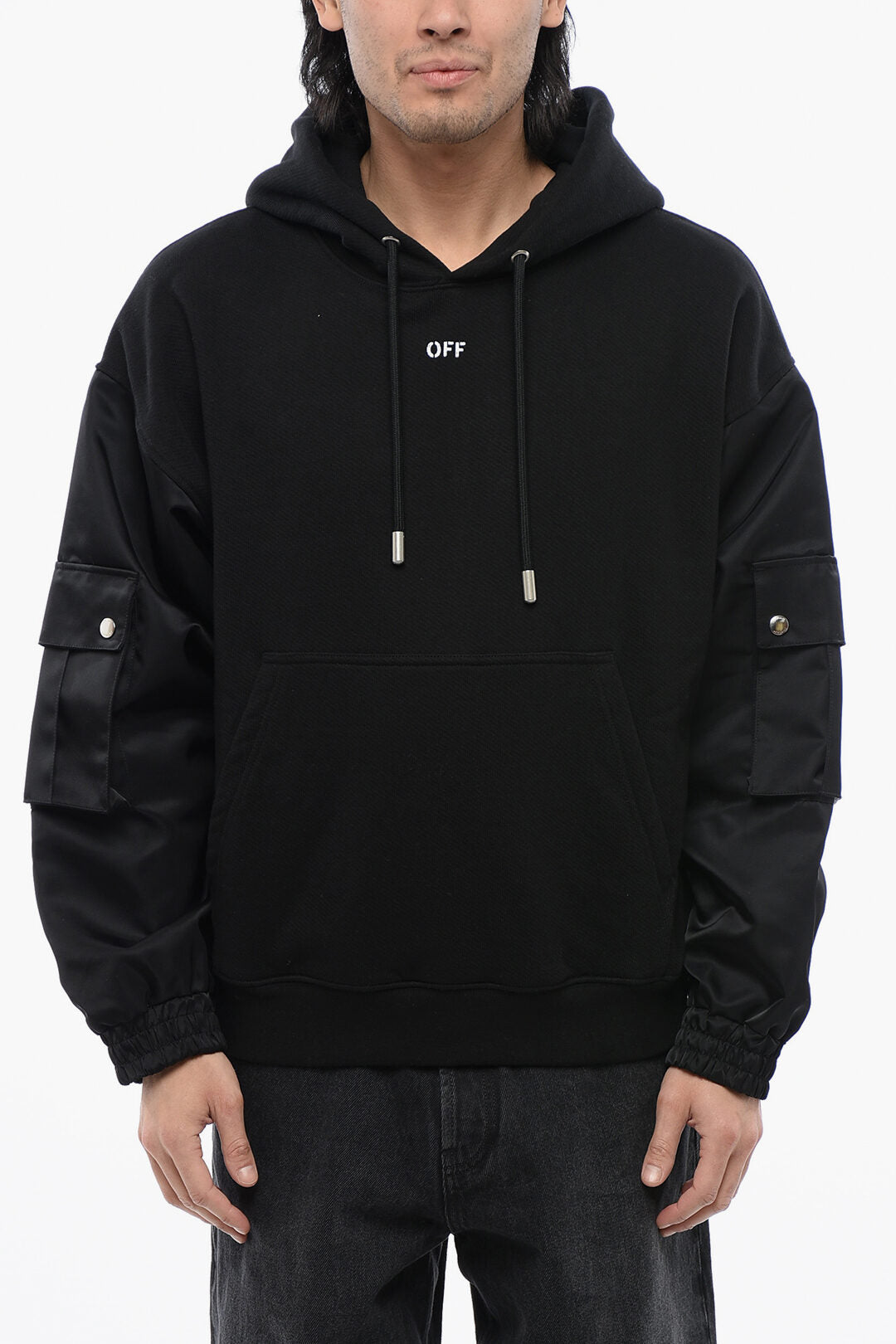 

Толстовка с капюшоном из хлопка Off-White с рукавами-бомберами
