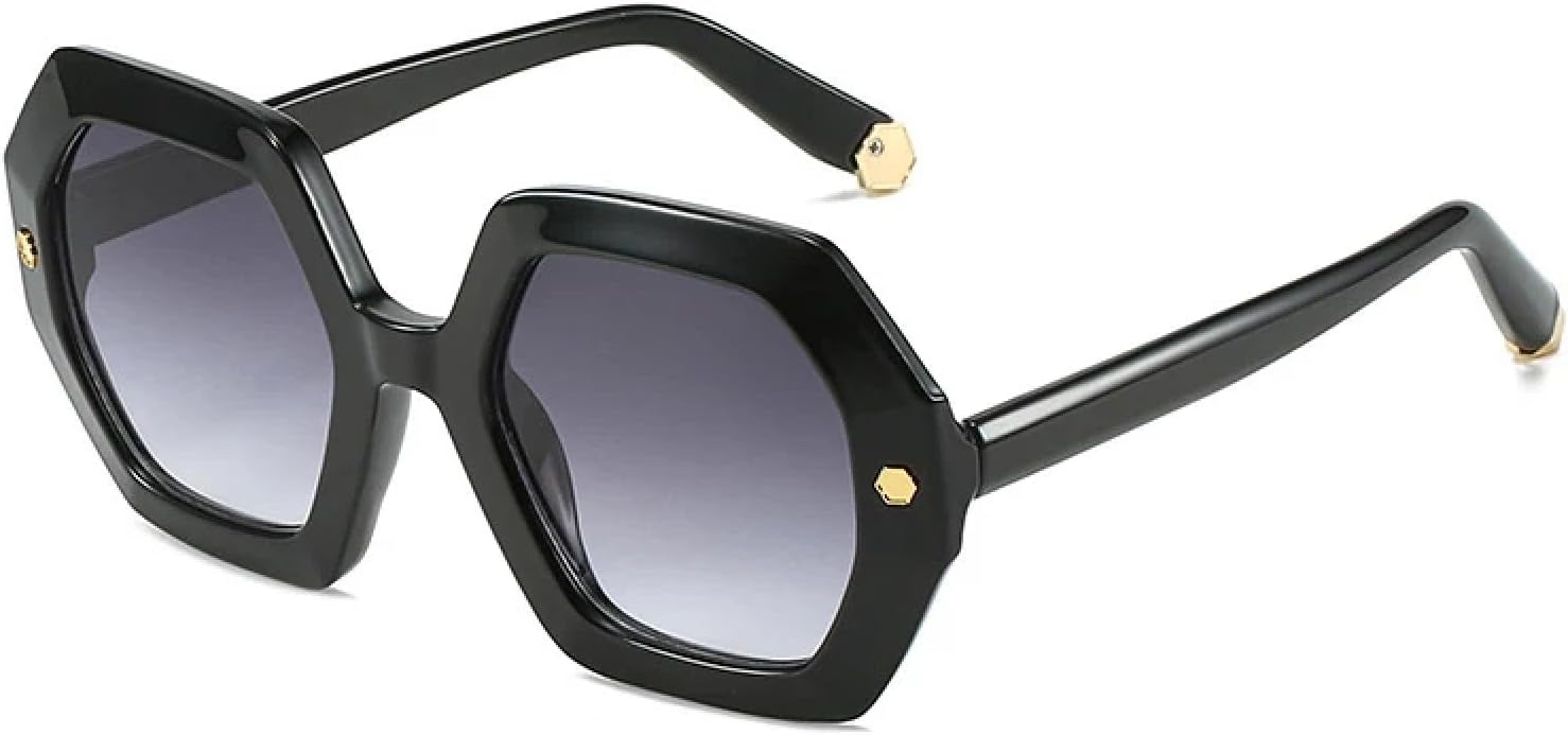 

Винтажные солнцезащитные очки Polygon для женщин, модные, с металлическими заклепками, с защитой от УФ-излучения UV400, трендовые для мужчин, с градиентным покрытием TYUVIVO, Black Gray Gradient