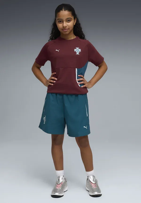 Шорты тканые свободные Portugal tech national team wear Puma, цвет океан тропик-серебристый туман — фото 2
