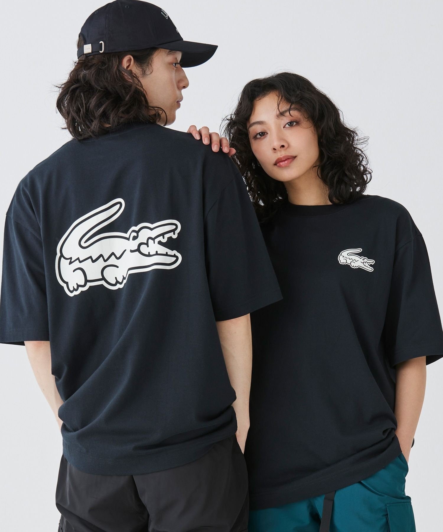 Футболка LACOSTE с увеличенным принтом на спине, Black