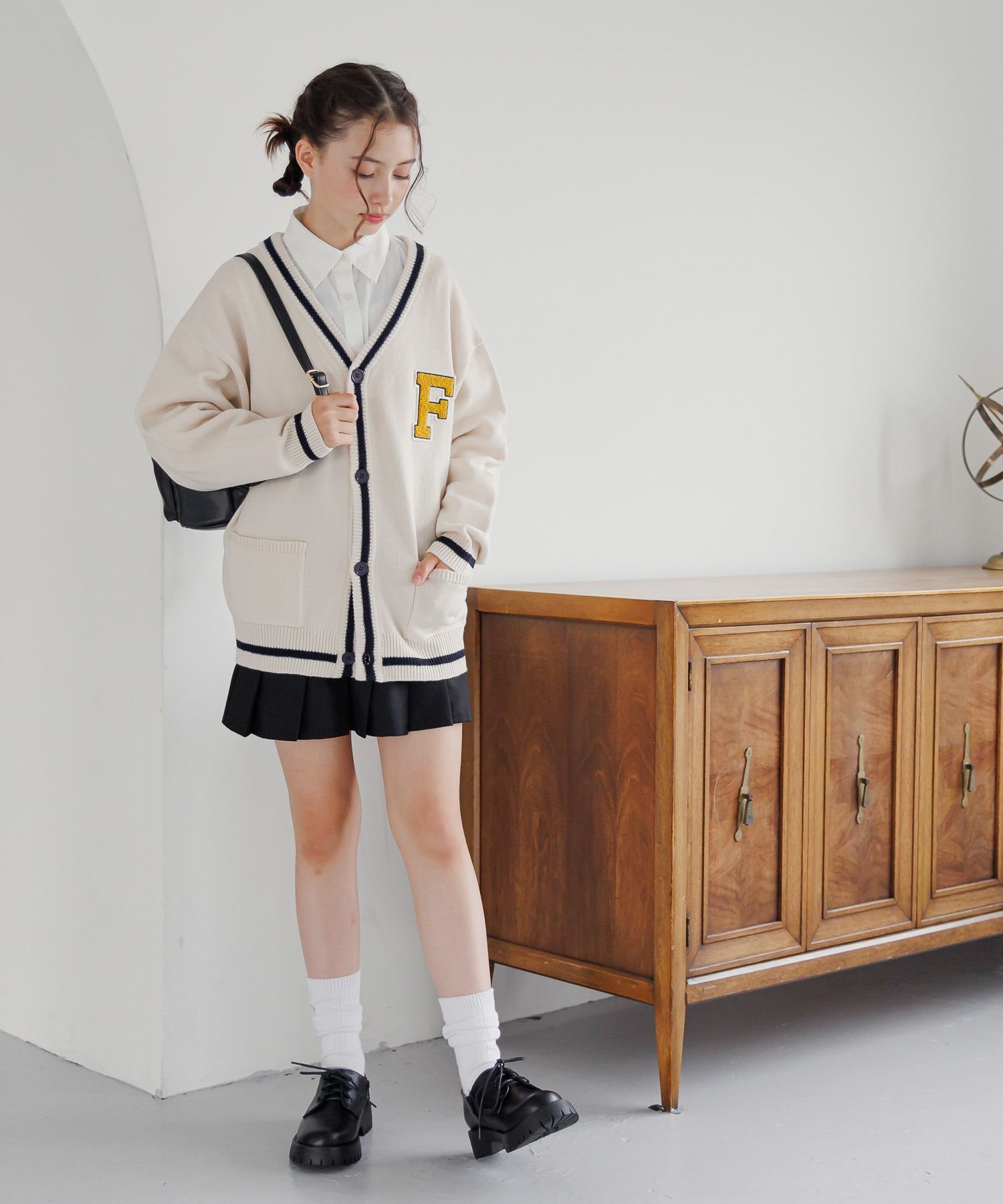 FILA/Кардиган с нашивкой в рамках сотрудничества/Детский/252062 GLOBAL WORK, Ivory 08 — фото 4