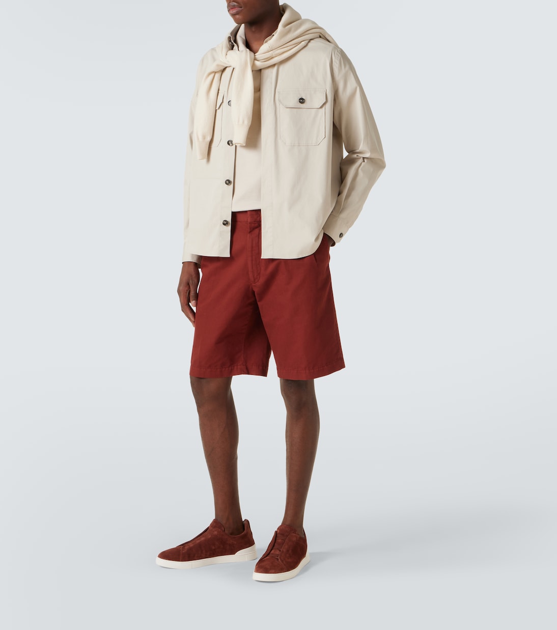 Кроссовки из замши Triple Stitch Low Zegna, Tobacco — фото 2
