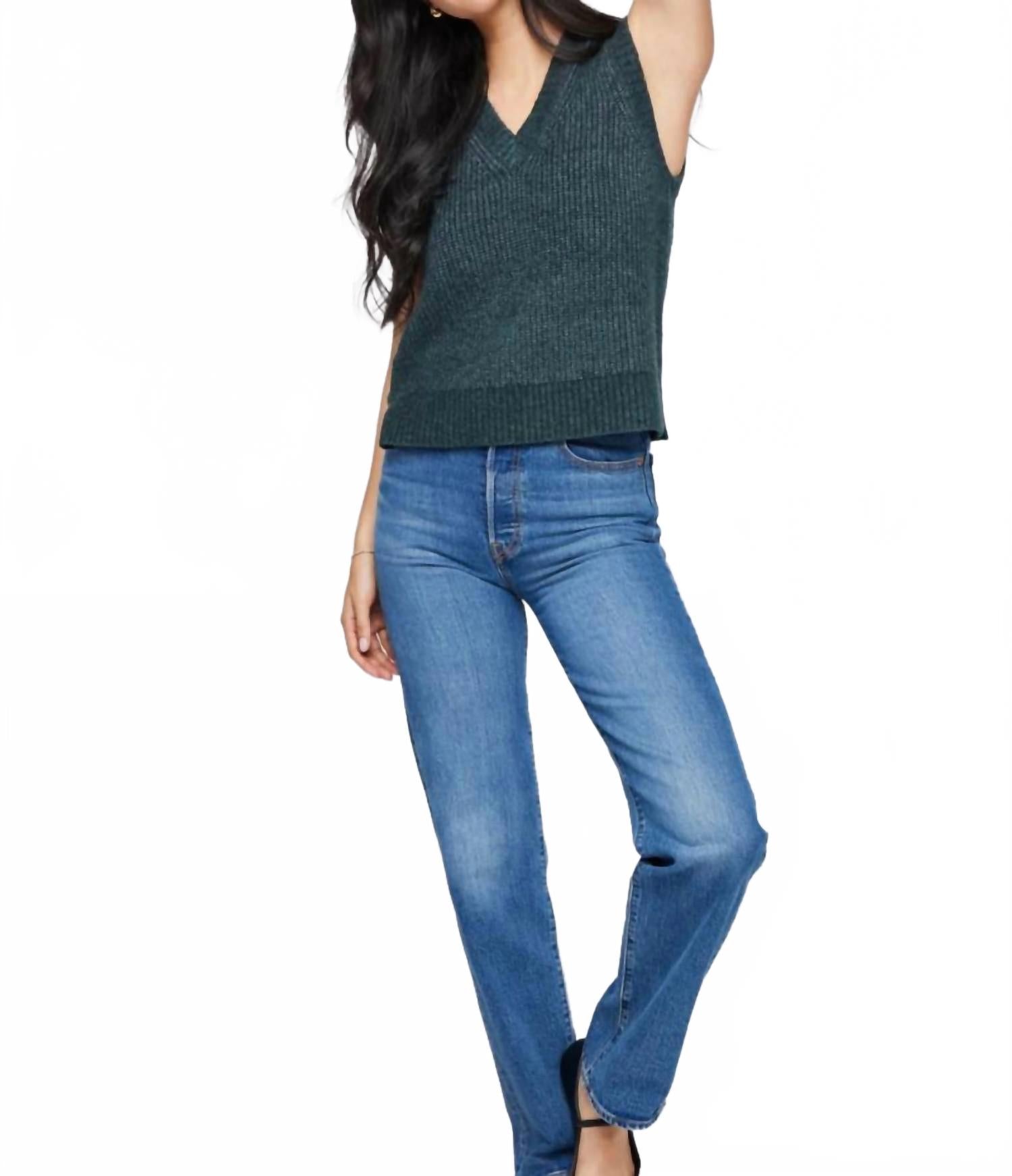 

Пейтон жилет-свитер в зеленом Gentle Fawn