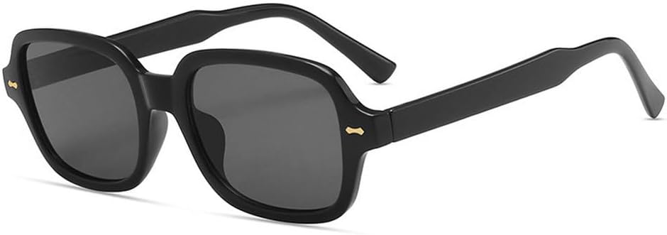 

Популярные модные маленькие прямоугольные солнцезащитные очки для женщин в стиле ретро с заклепками, яркие цвета, мужские солнцезащитные очки UV400 HVTVTLA, Black Gray