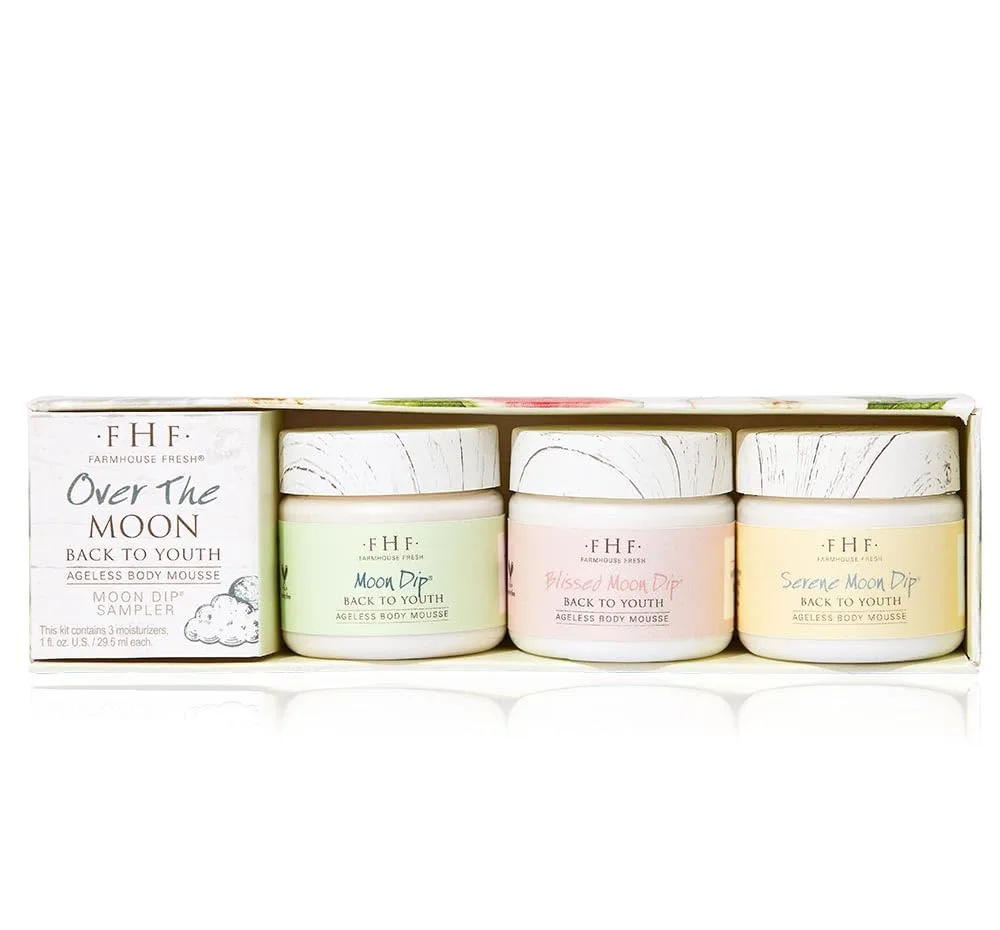 FarmHouse Fresh Over the Moon, Moon Dip Body Mousse Sampler, антивозрастной увлажняющий крем с пептидами и ретинолом