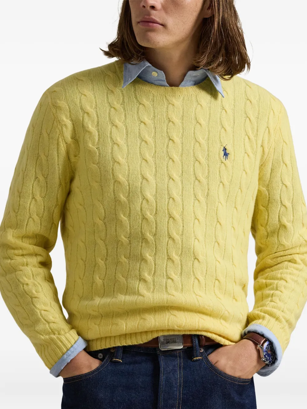 Свитер фактурной вязки Polo Ralph Lauren, желтый — фото 3