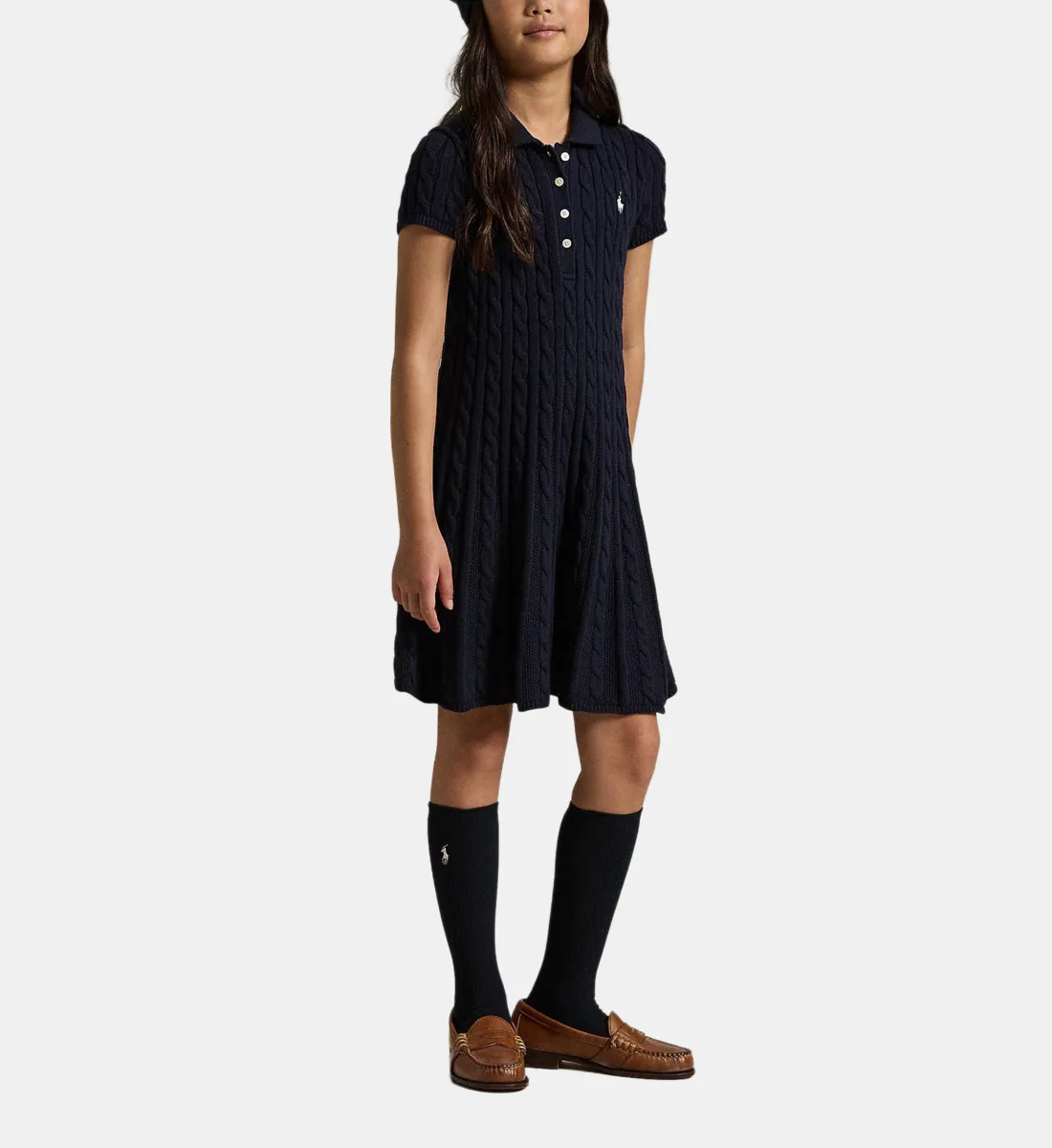 Фирменное платье-поло из рубчатого трикотажа POLO RALPH LAUREN, синий — фото 3