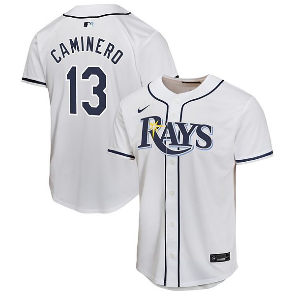 

Детская игровая футболка Tampa Bay Rays Youth Junior Caminero белая Nike