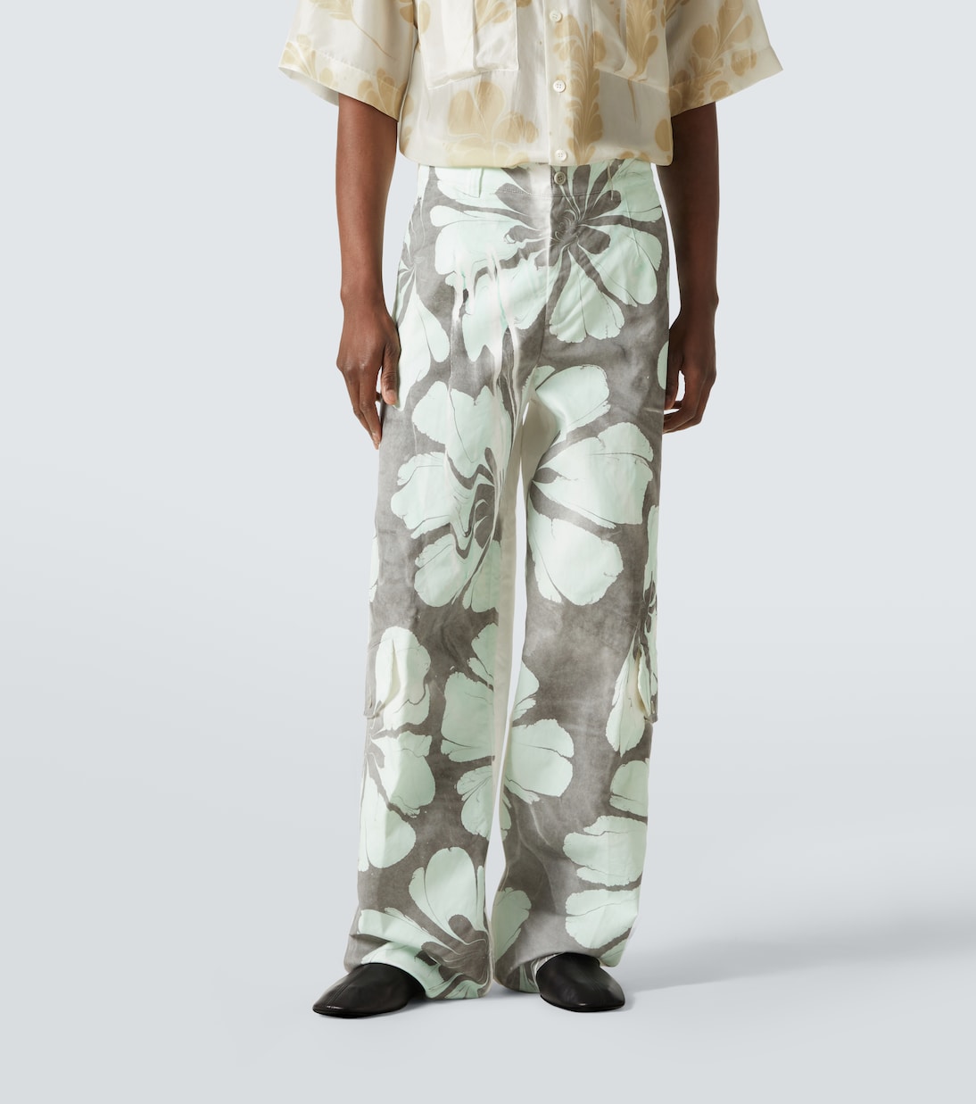 Широкие брюки из хлопка с цветочным принтом Dries Van Noten, Dessin B — фото 3