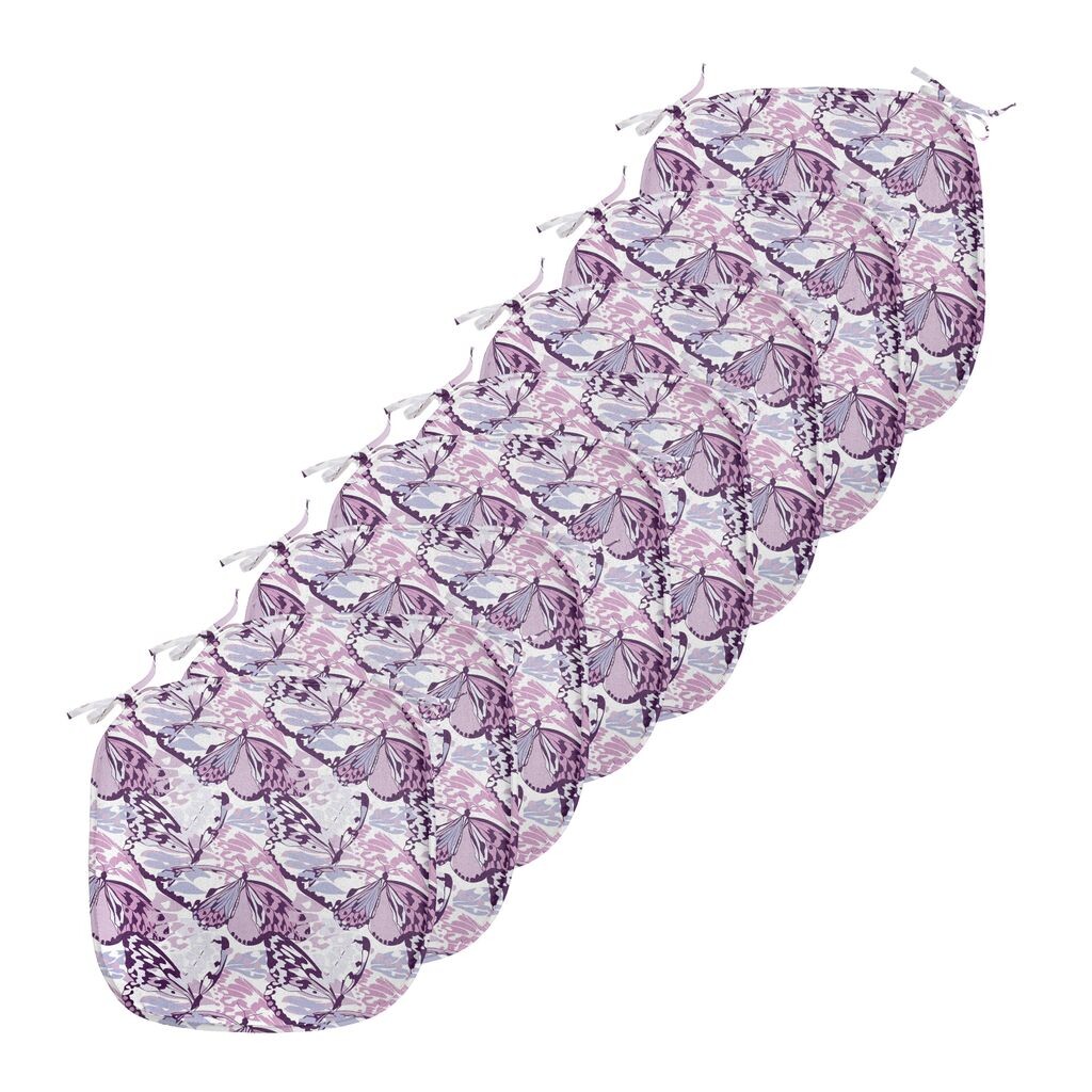 

Подушки на обеденный стул ABAKUHAUS Butterfly, камуфляж Purple Wings, декоративная водонепроницаемая подушка с ремнями для кухонных сидений, 40 см x 40 см — упаковка из 8 шт., лавандово-фиолетовый