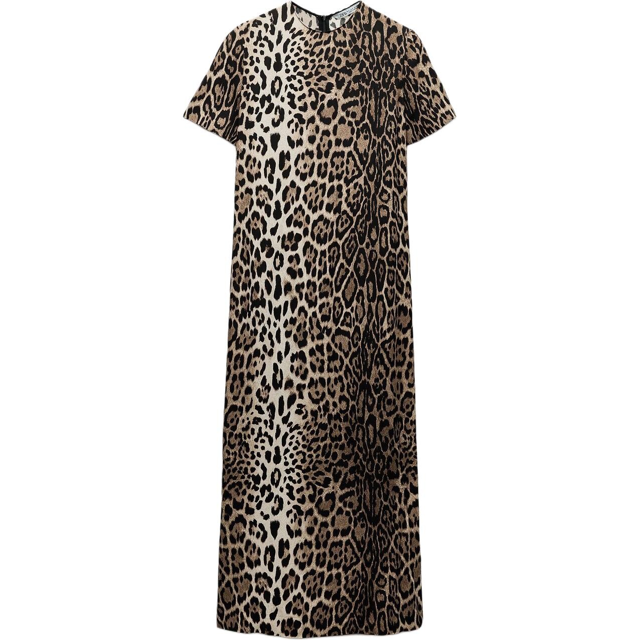 

Платье с короткими рукавами женское леопардовое Zara