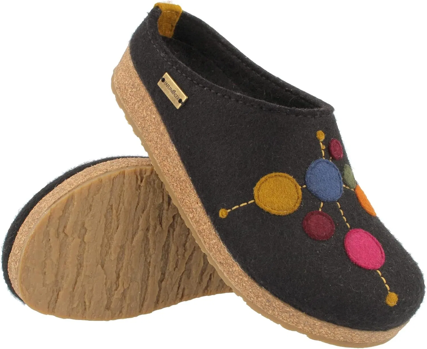 Войлочные тапочки HAFLINGER Grizzly Faible с резиновой подошвой, Black — фото 3