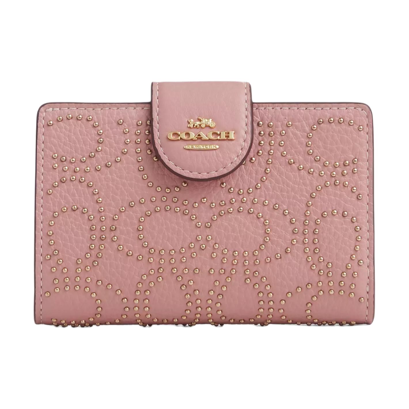

Кошелек из гладкой кожи среднего размера женский розовый COACH