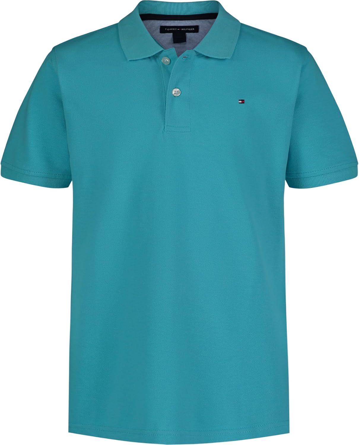 

Рубашка-поло Tommy Hilfiger Ivy с короткими рукавами для мальчиков, застежка на пуговицы, мягкая и удобная, Blue Curacao