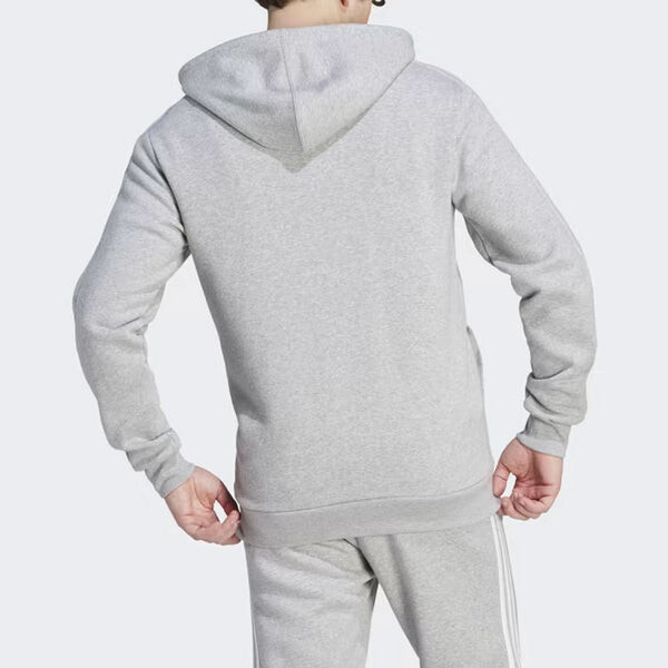 Толстовка с капюшоном из флиса с 3 полосками и застежкой-молнией Adidas, серый — фото 3