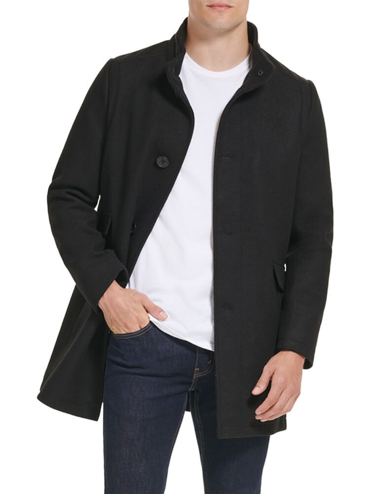 

Пальто из смесовой шерсти с капюшоном Kenneth Cole, черный