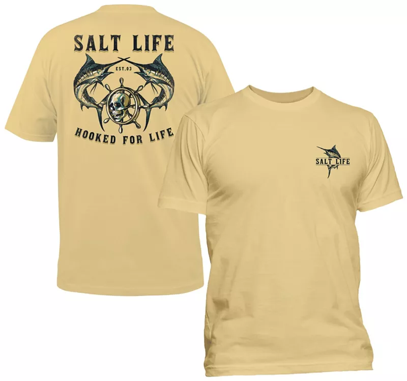 

Мужская футболка Salt Life Hooked For Life, цвет Golden Haze