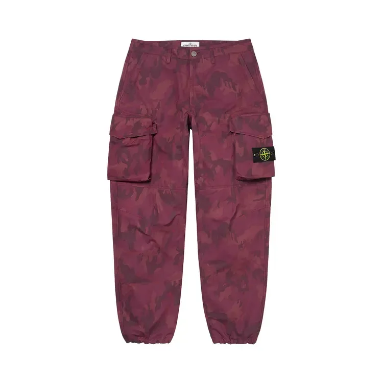 Брюки-карго Supreme x Stone Island Reactive Ice Camo Ripstop, цвет «красный»
