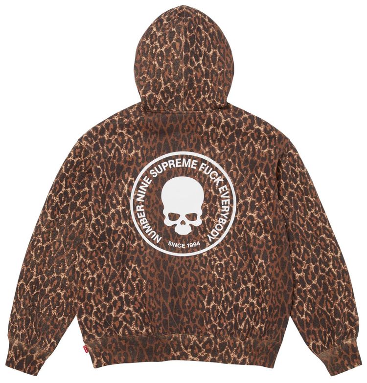 Толстовка Supreme x Number (N)Ine с капюшоном, леопардовый принт — фото 2