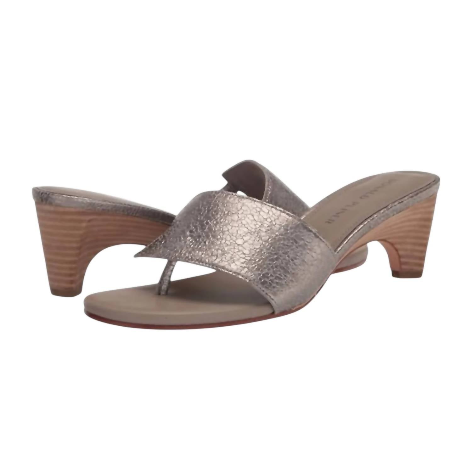 Женские босоножки Vimm Heeled Sandal In Light Taupe Peebled Metallic Donald Pliner