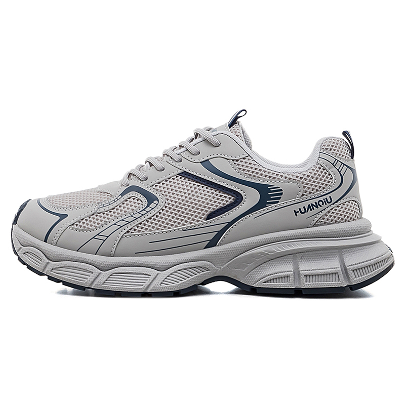 

Мужские кроссовки низкие массивные с увеличенной высотой, устойчивые к истиранию и скольжению HUANQIU, серый синий