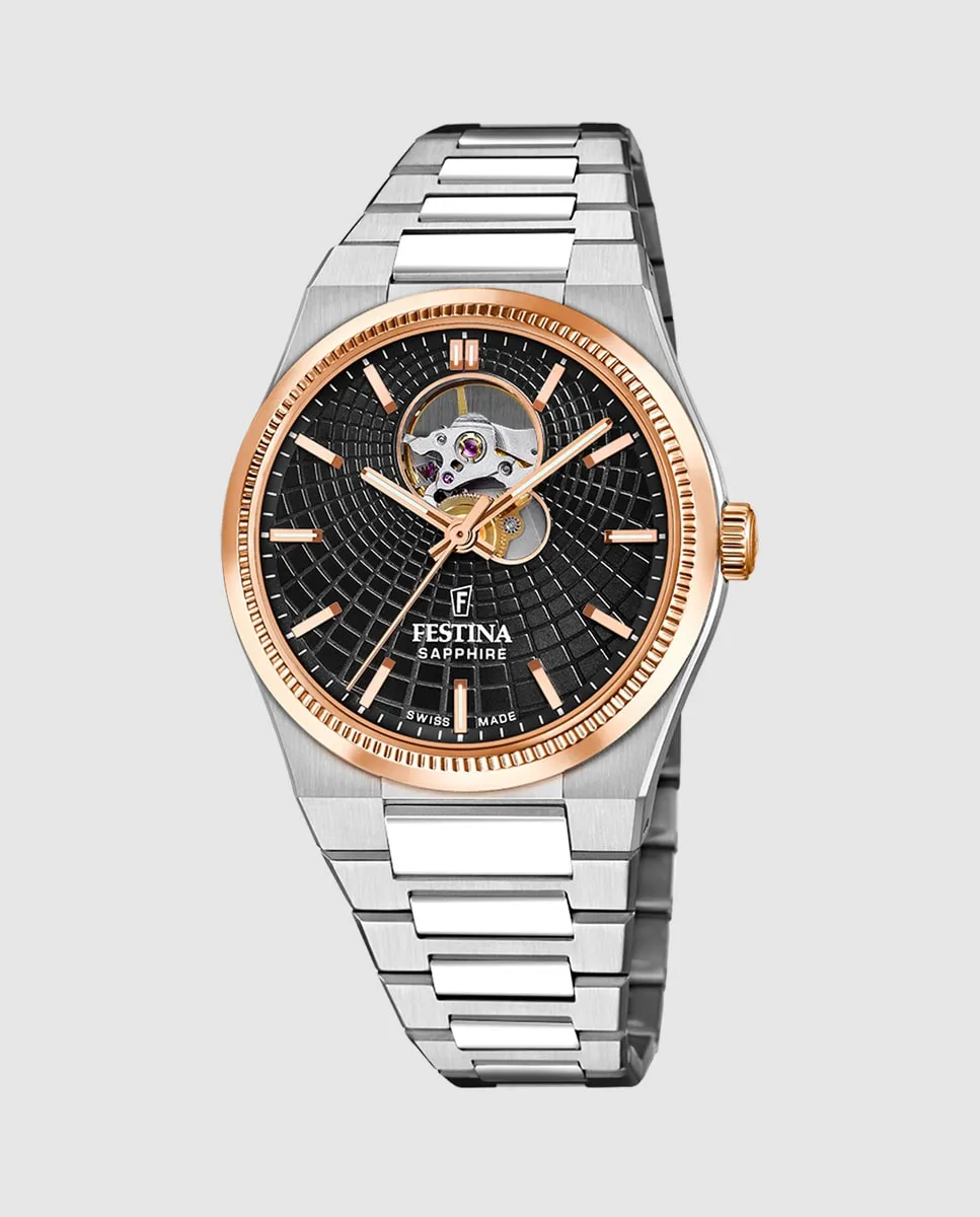 

F20061/4 швейцарские автоматические мужские часы Rivé из серебристой стали Festina, серебряный