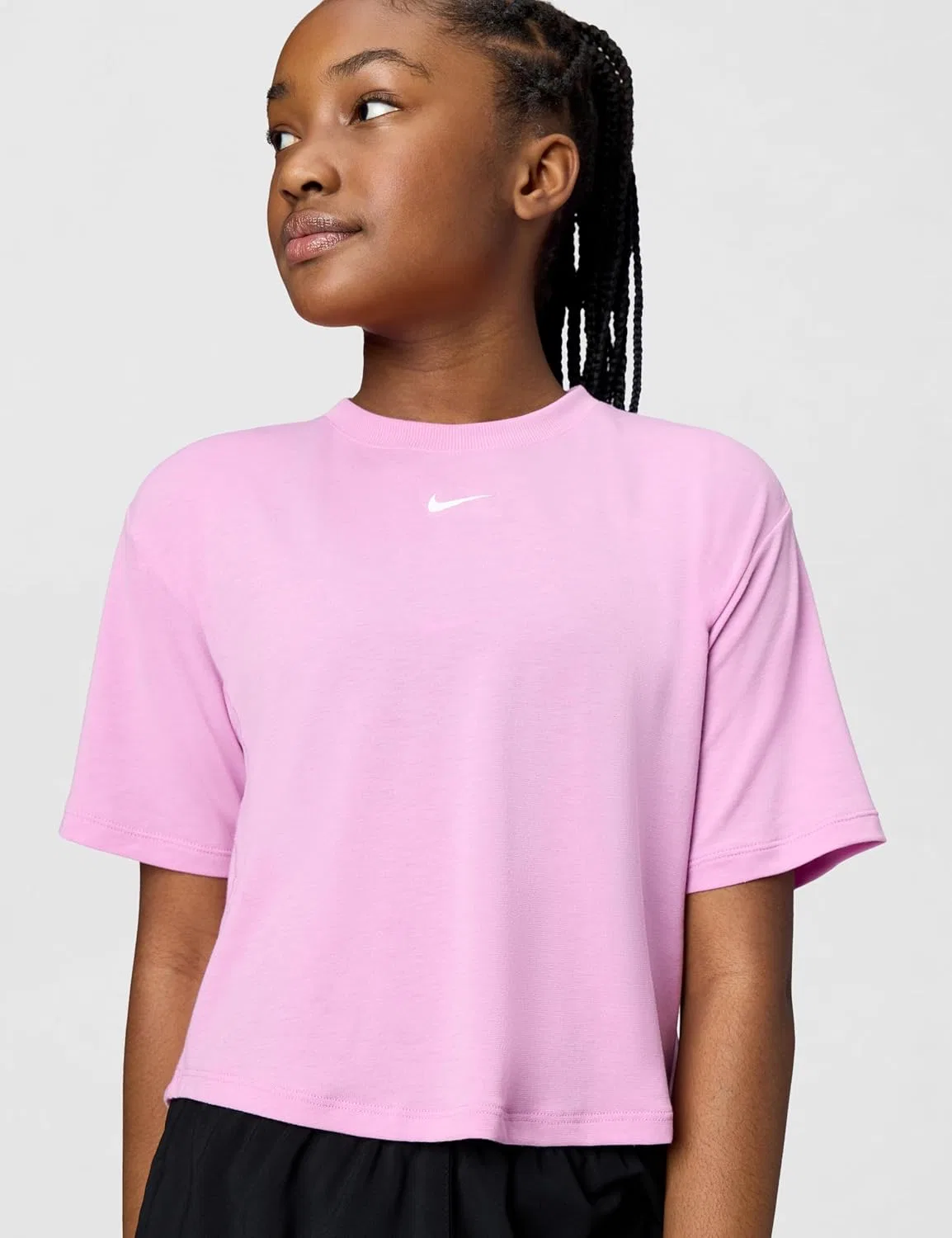 Футболка Dri-FIT Nike Girls' One Relaxed, Light Magenta/White — фото 3
