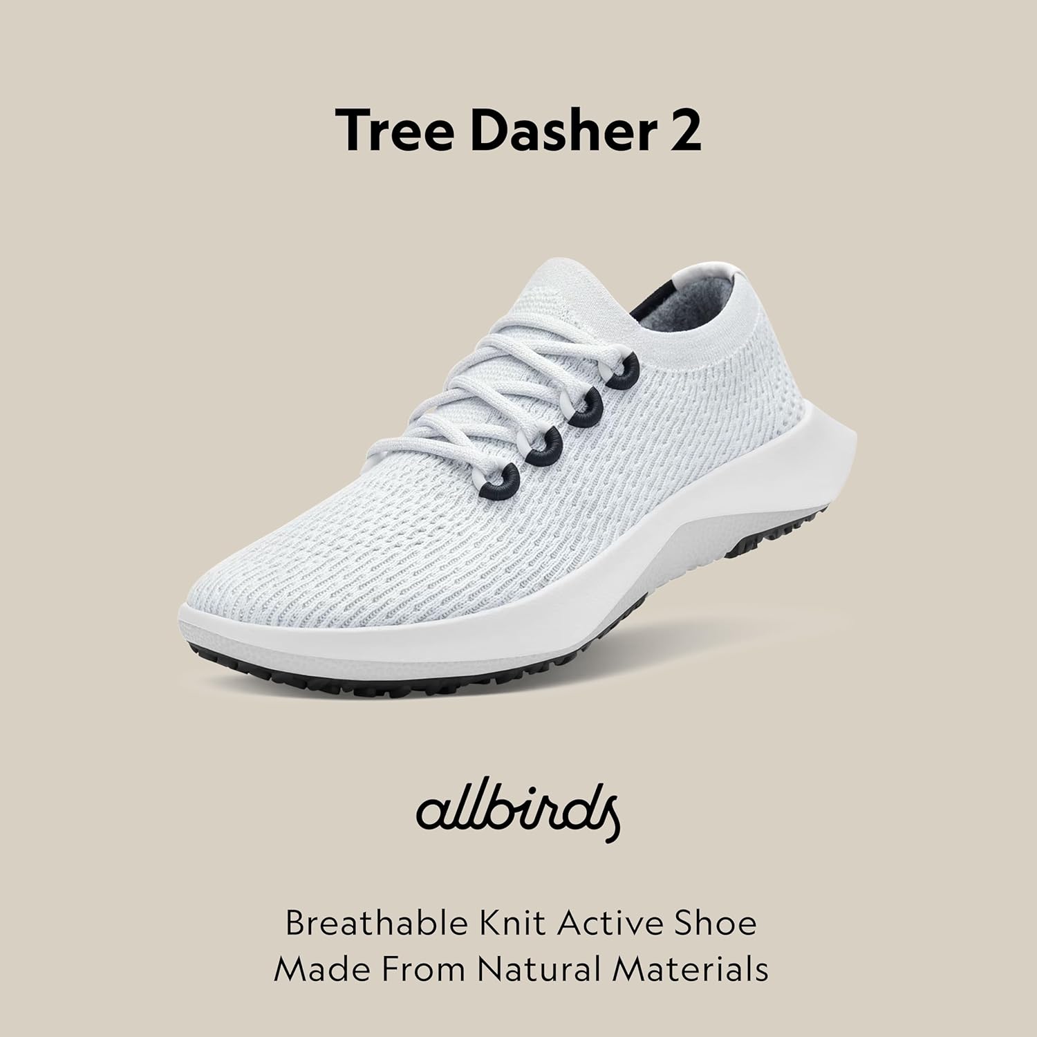 Мужские кроссовки Allbirds Tree Dasher 2 для активного бега и ходьбы, Blizzard (Blizzard Sole) — фото 2
