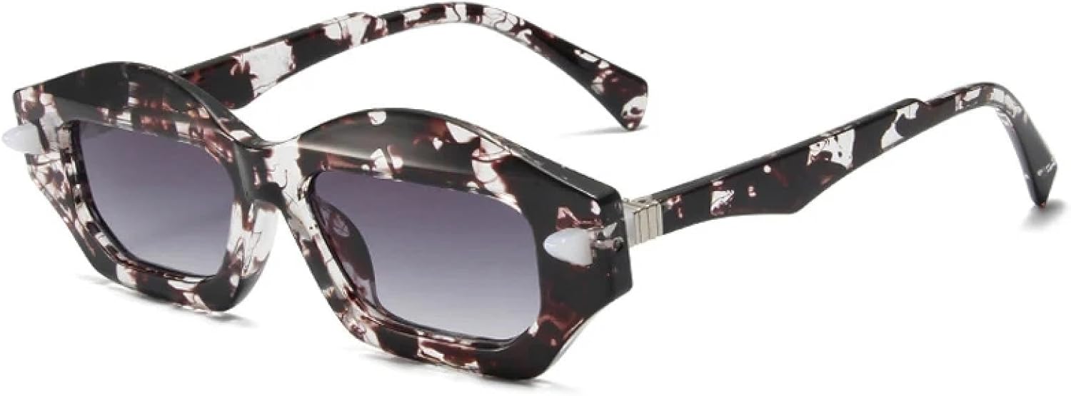 

Модные уникальные солнцезащитные очки в форме многоугольного кошачьего глаза, двухцветные, для женщин и мужчин, в стиле ретро, ​​с заклепками и градиентным переходом цвета WNCKSQ, Pattern Gray