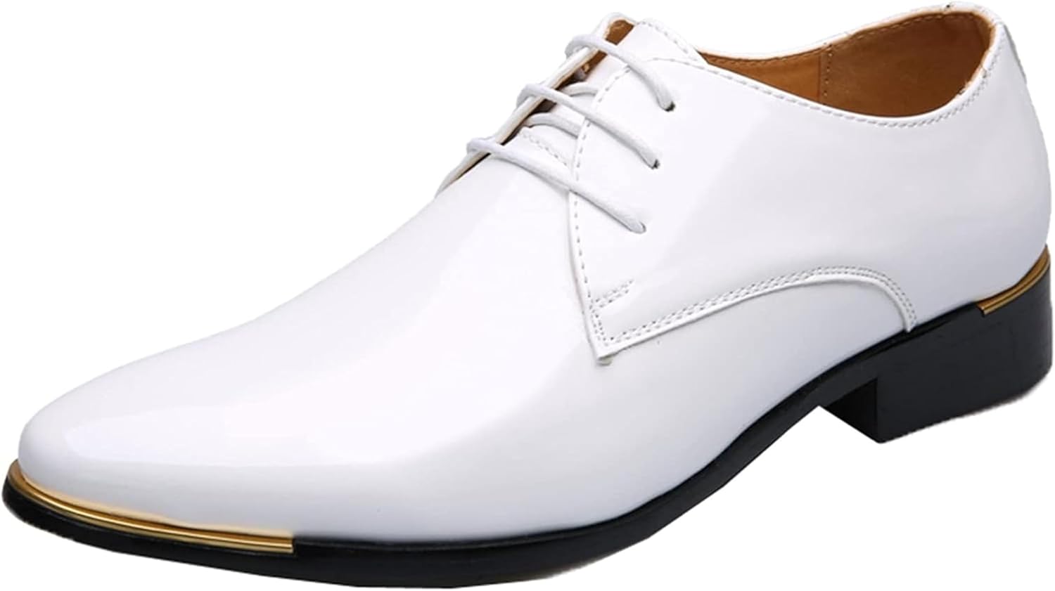 

Мужские туфли Oxford современного стиля на шнуровке с заостренным носком, лакированные, для официальных мероприятий, размер 8,5, коричневые, весна/лето Generic