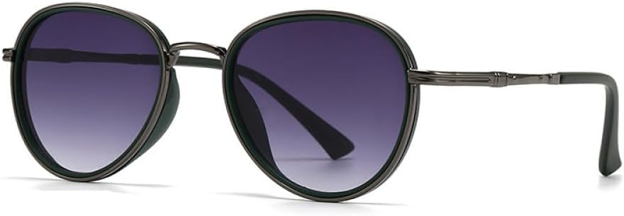 

Мужские солнцезащитные очки в стиле ретро с металлическим блеском, модные женские солнцезащитные очки с градиентным переходом, защита от ультрафиолета UV400, стиль панк (серо-зеленый, один размер) LXLHWN, Gun Green Grey