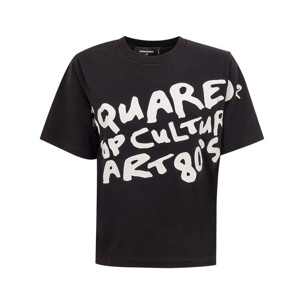 

Элегантная хлопковая футболка Signature черного цвета Dsquared2
