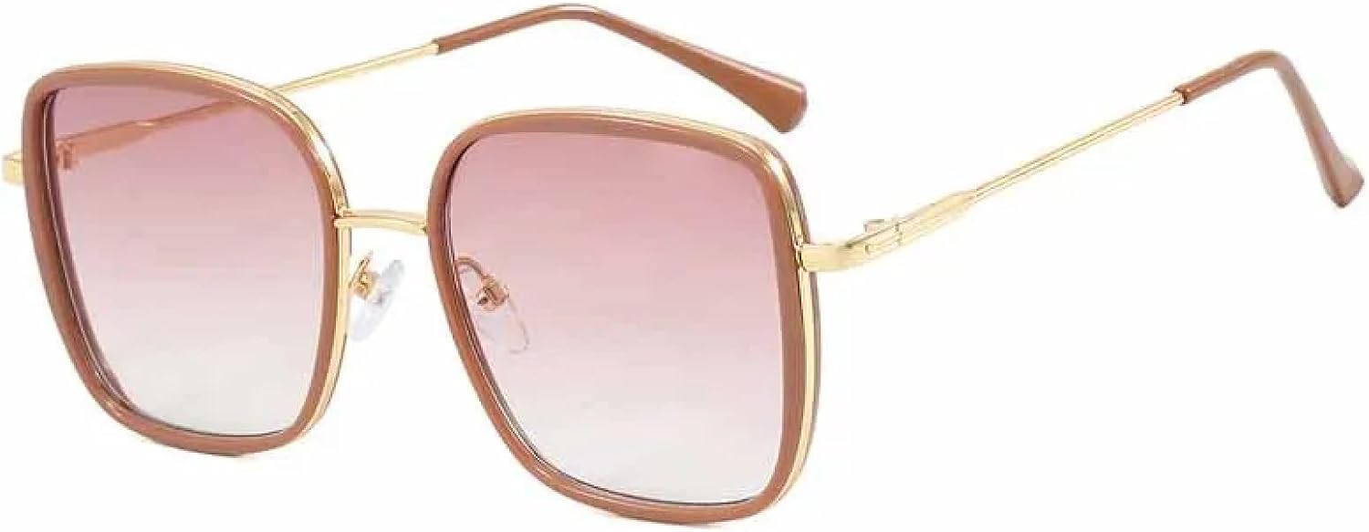 

Модные солнцезащитные очки большого размера с металлическими дужками для женщин и мужчин, летние, для путешествий и вечеринок, с защитой от УФ-излучения UV400 TKKTLLT, Khaki Pink