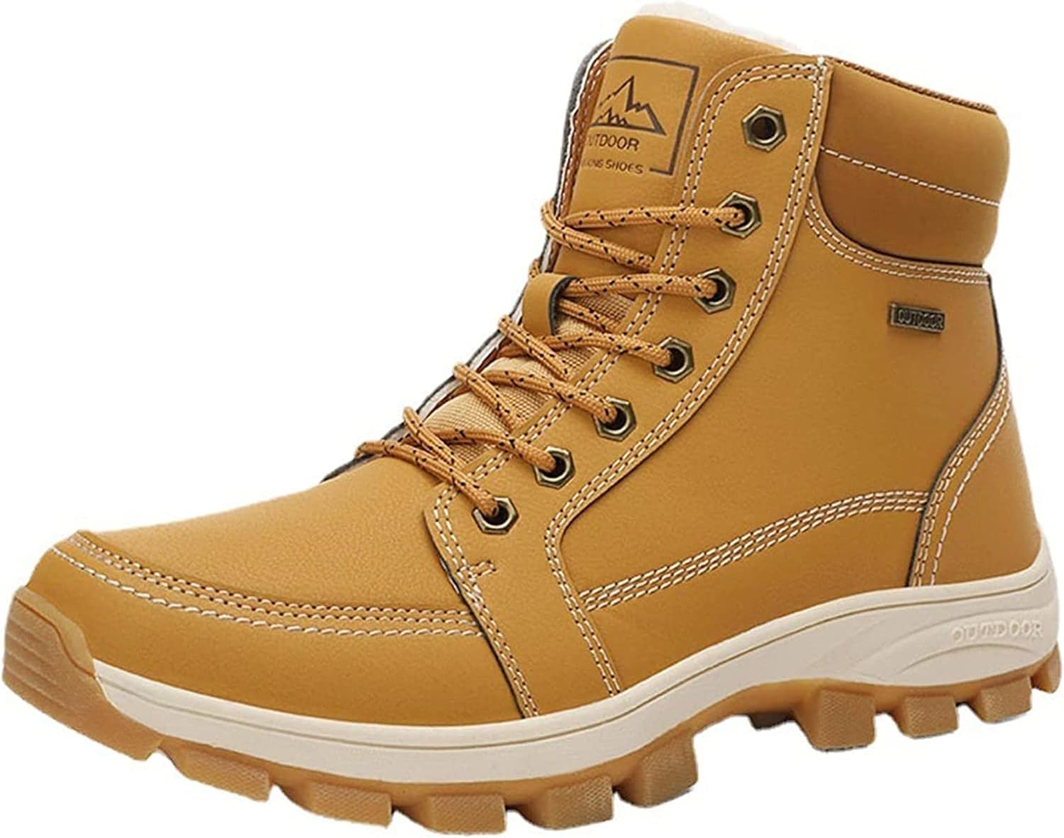 

Мужские высокие зимние ботинки Yiozoi, водонепроницаемые, с шнуровкой, теплые повседневные зимние ботинки для прогулок, желтый