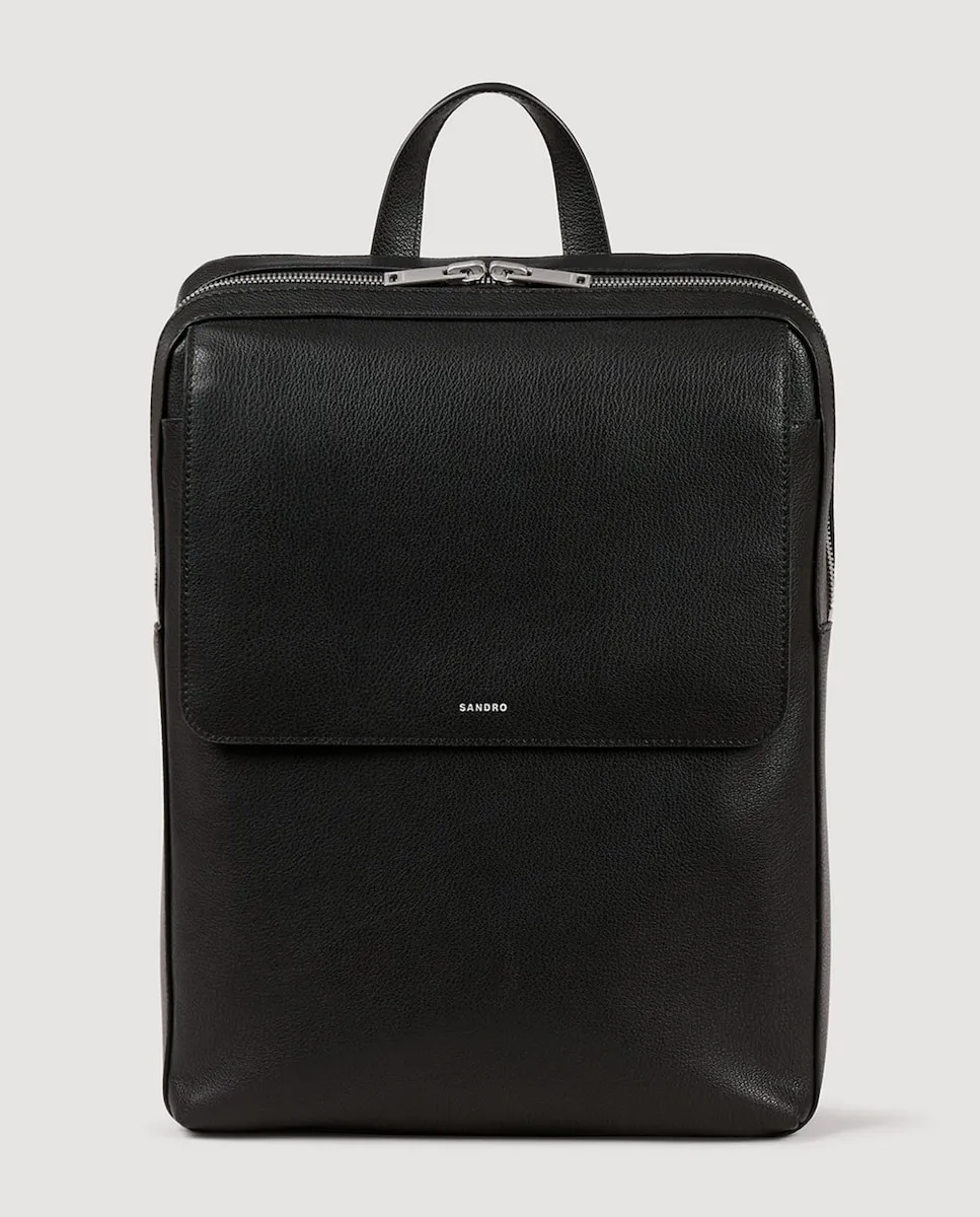 

Мужской рюкзак из переработанной кожи Sandro, черный