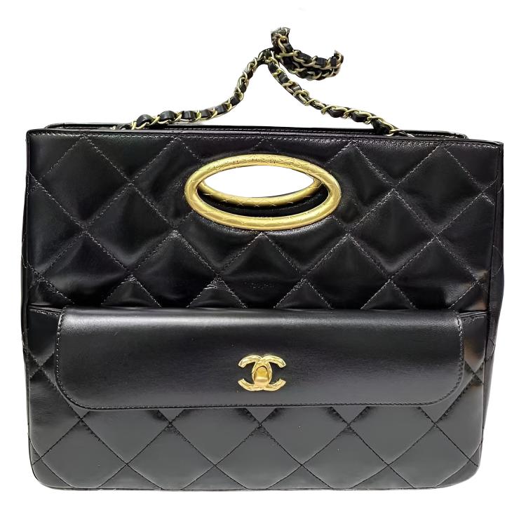 

CHANEL Женская черная кожаная сумка через плечо